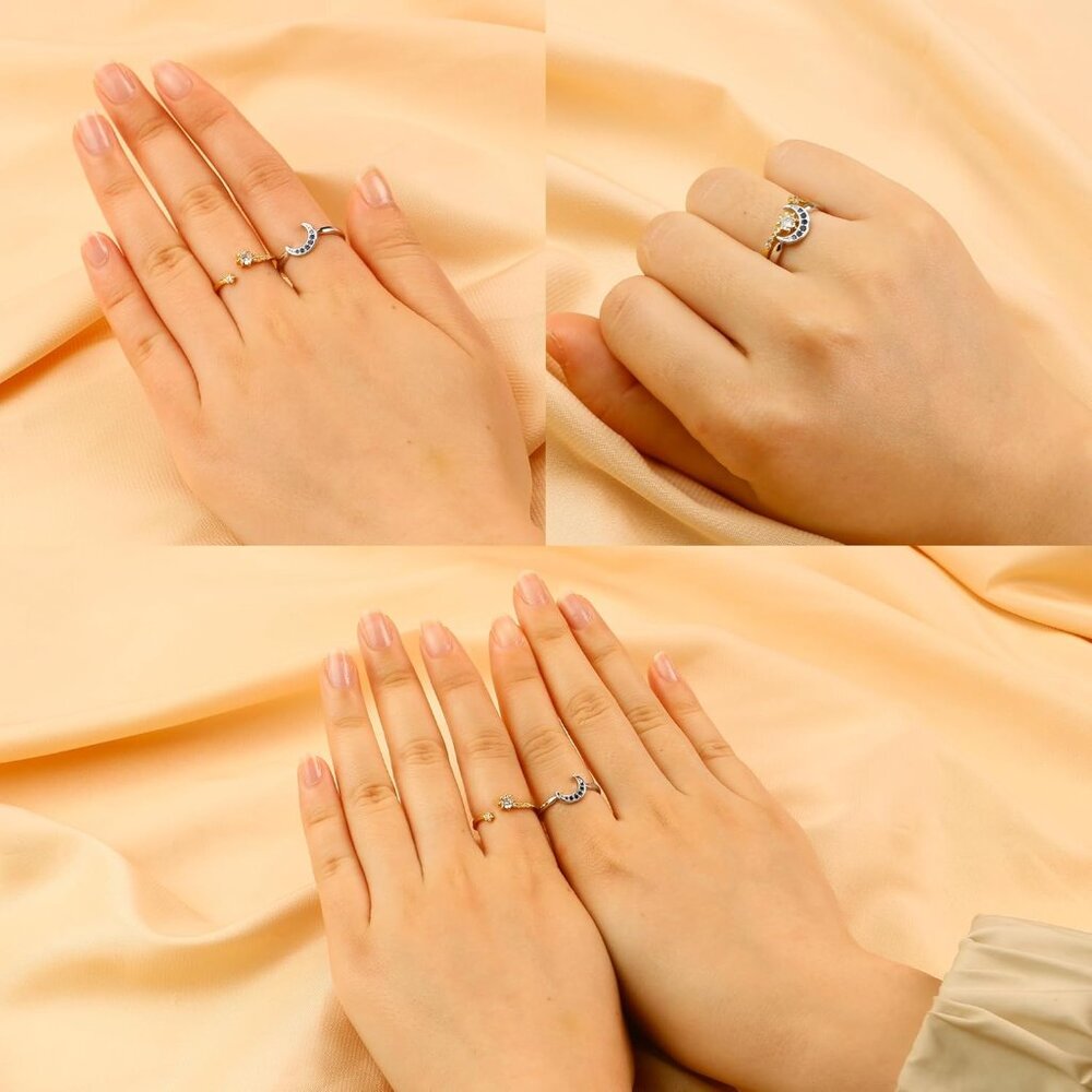 Sun And Moon Ring Set Stackable Rings For Women A… - image 4